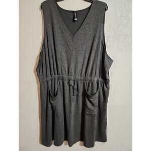 Ambrielle Romper Dress Set Dark Gray sz 3X Sleeveless Pockets Elastic Tie Waist